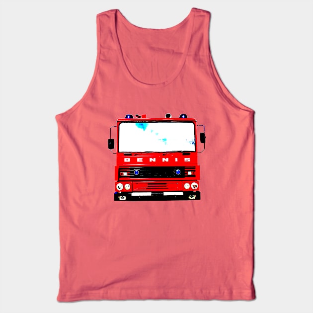 Dennis 1980s British classic fire engine red Tank Top by soitwouldseem